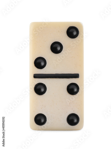 One classic domino tile on white background