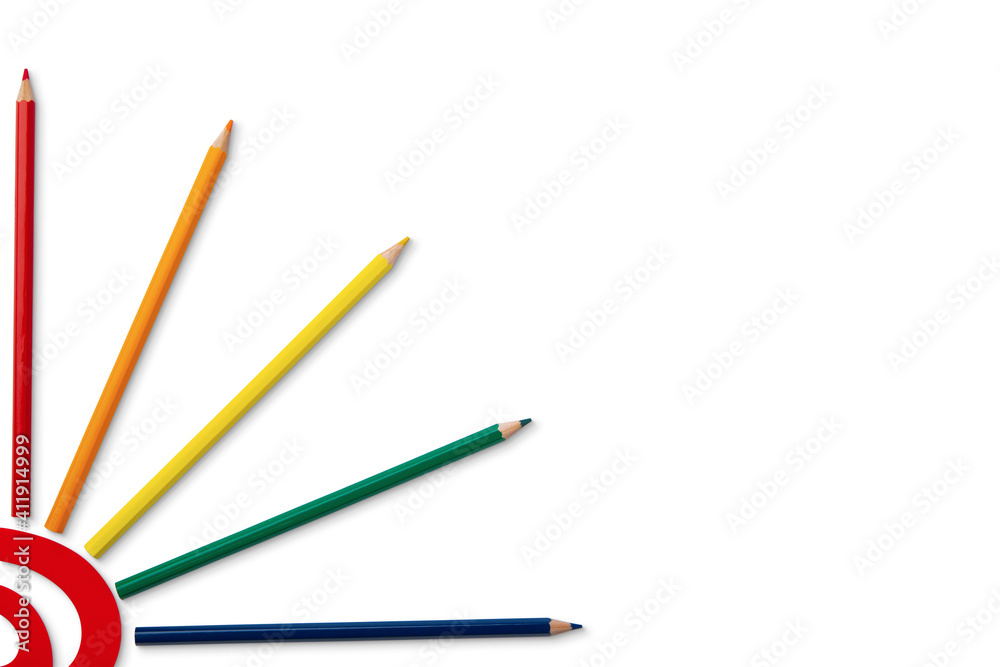 curve templet and five color pencils isolated with shadows curve templet and five color pencils isolated with shadows