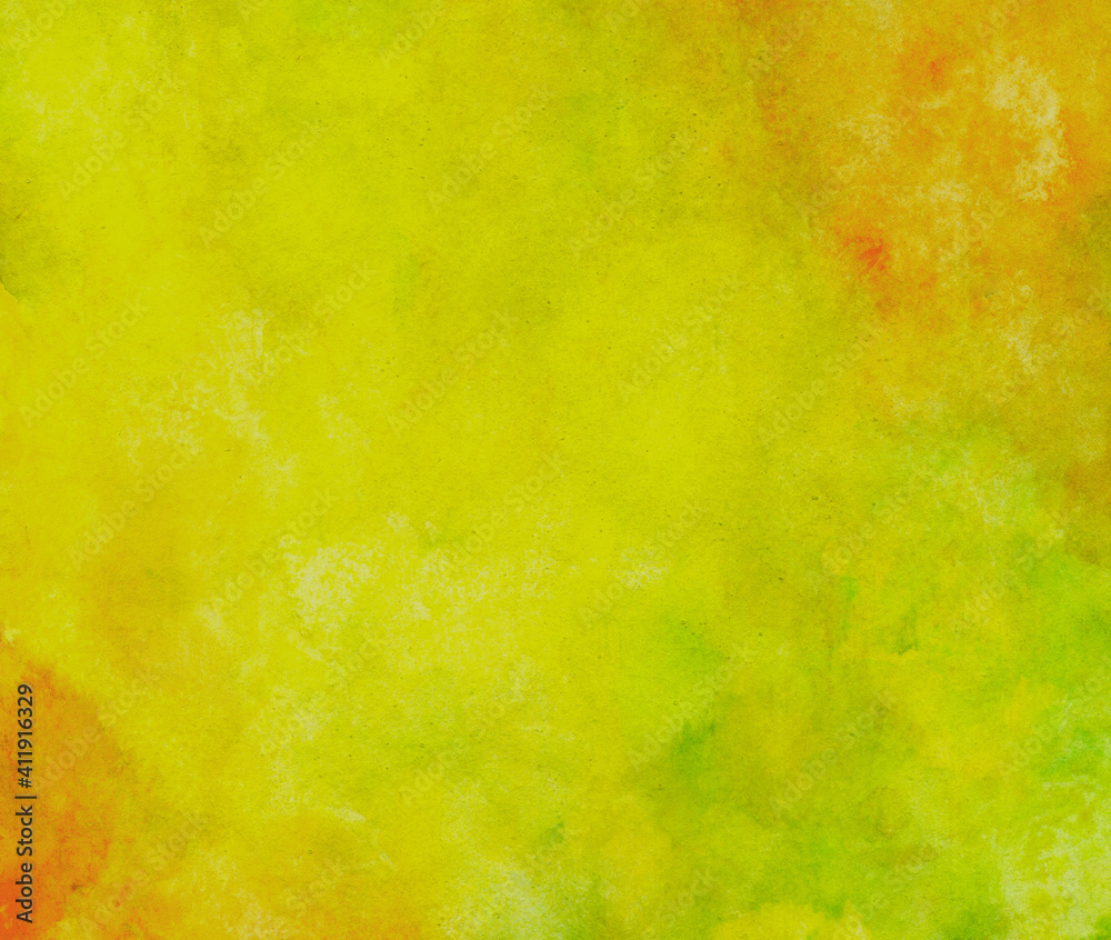 watercolor abstract background yellow, green, red, hand drawing