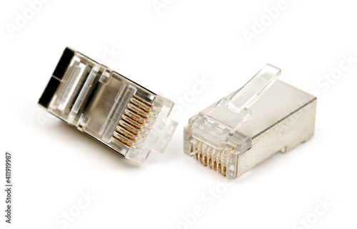connector rj45 on white background.	
 photo