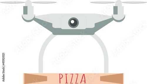 drone copter deliver pizza food for celebration. vector illustration...