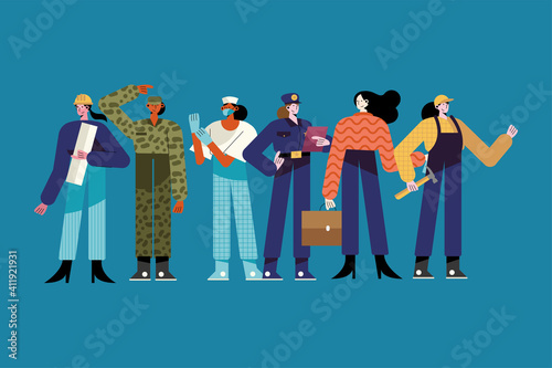 six women different professions characters