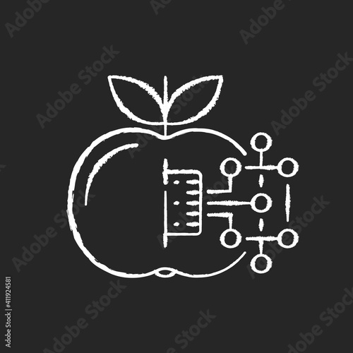 Internet of food chalk white icon on black background. Agricultural industry. IOT technologies. Smart farming. Digital age. Isolated vector chalkboard illustration
