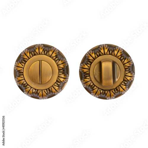 Two matte coffee-colored round door turn signals on a white background