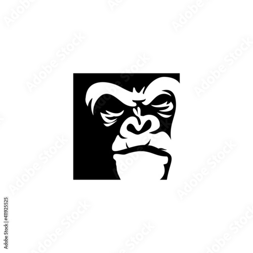 angry gorilla head logo template vector. 
Monkey face logo template vector. Ape logo template