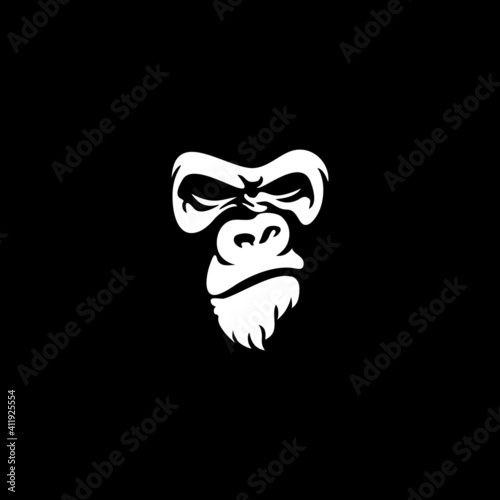 angry gorilla head logo template vector. 
Monkey face logo template vector. Ape logo template