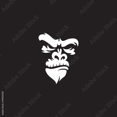 angry gorilla head logo template vector. 
Monkey face logo template vector. Ape logo template