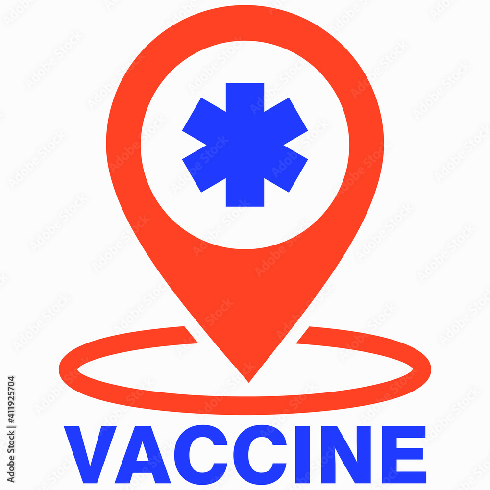 Location of vaccination. Coronavirus vaccine. COVID-19 vaccine icon. Vaccine Center. Vector icon. Location of vaccination. Coronavirus vaccine. COVID-19 vaccine icon. Vaccine Center. Vector icon.