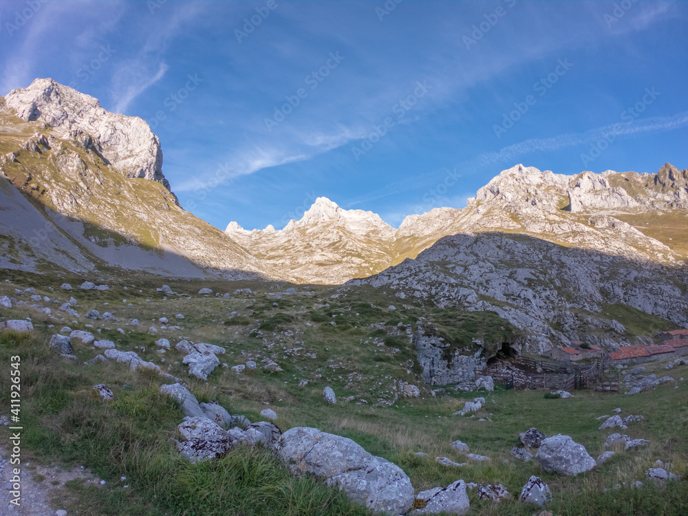 The Monetas valley near Escamellau Peak in Sotres, Picos de Europa, Asturias, Spain.