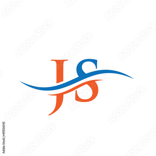 Water Wave JS Logo Vector. Swoosh Letter JS Logo Design for business and company identity.