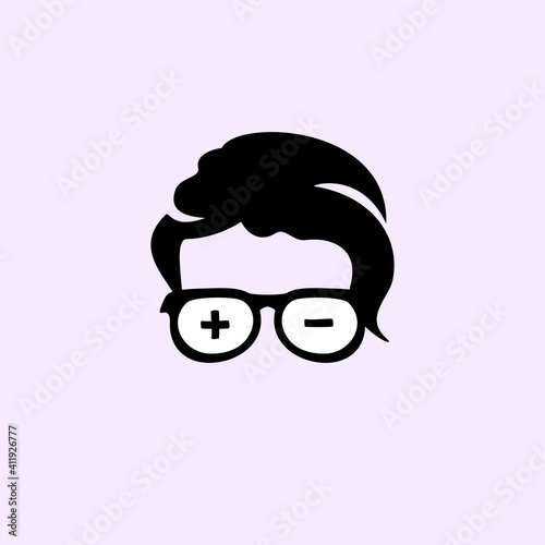 kid with hair and glasses for Geek Logo, Vector Logo template
