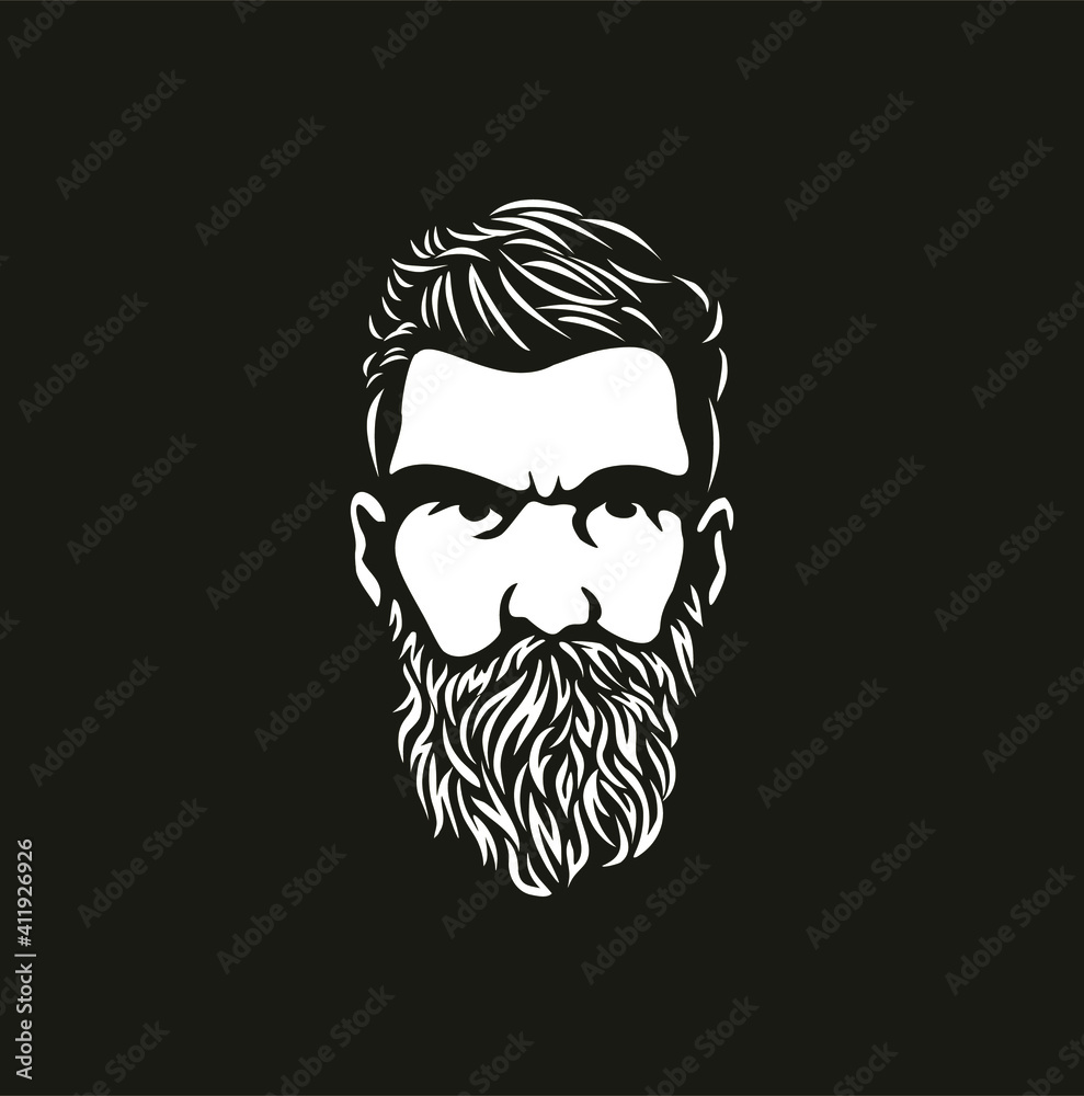 Hipster hair and beards, 
Barber shop isolated vintage label badge emblem. Vector illustration.