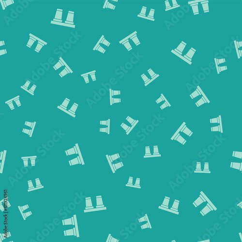 Green Water filter icon isolated seamless pattern on green background. System for filtration of water. Reverse osmosis system. Vector.