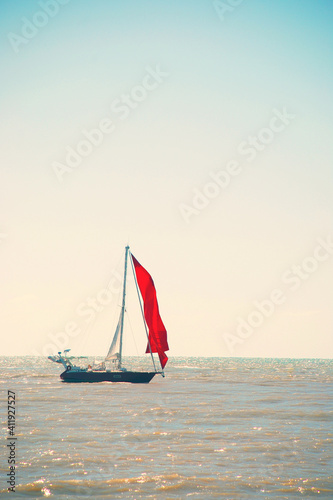 small boat at sea