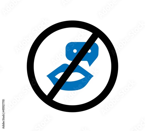 No speak sign, lip sing. Vector no talking sign.