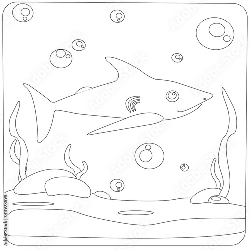 Coloring book for children. Vector over white background. Sea and Travel coloring page