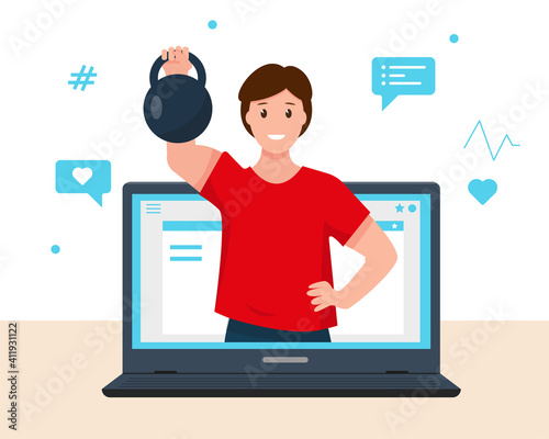 Fitness online. Personal trainer or instructor.