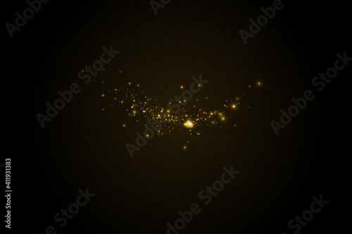 Light effect. Background of sparkling particles. Glittering elements on a transparent background.