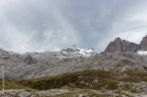 The upper start section of hiking track PR-PNP 24 to the magnificient summits of Mounts Pena Remona, Torre de Salinas, La Padierna and Pico de San Carlos at Picos de Europa National Park, Spain. © An Instant of Time