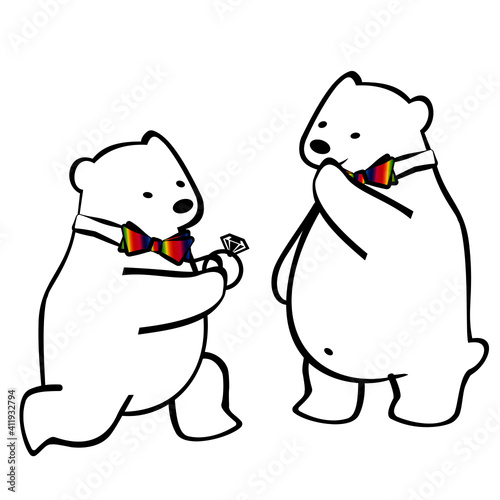 A cute polar bear proposes to marry his boyfriend
 photo