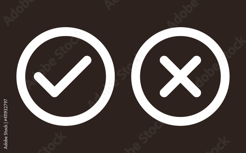 Check and Cancel Button. Yes and No symbol. Accepted and Rejected, Approved and Disapproved Web Button