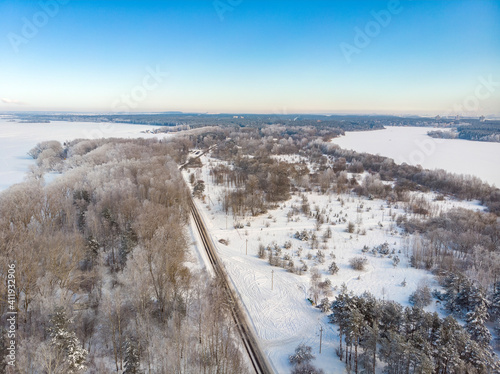 Frozen lake Minsk sea in Belarus. Drone aerial photo © Ivan Abramkin