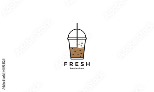 modern chocolate drink fresh ice logo symbol vector icon graphic design illustration