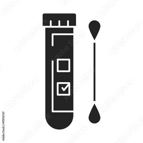 Laboratory tube with saliva test color line icon. Check on disease Coronavirus.