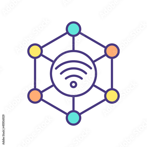 Sensorization RGB color icon. Modern technology trend. Machine inter-connectivity. Gathering data ability. Sensors in device, application. Eliminating human monitoring. Isolated vector illustration