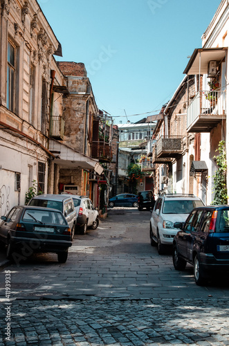 Narrow street of the old city of Tbilisi, the central part of the capital of Georgia.