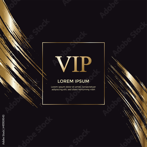 Gold vip invitation card on the shiny background Vector.

