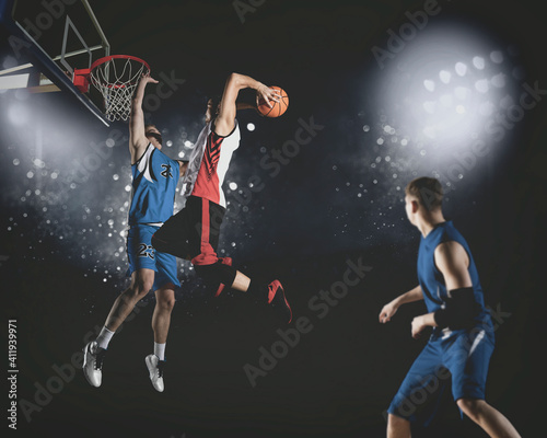 Basketball player players in action. Matte image