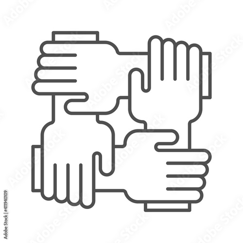Teamwork thin line icon with gradient.