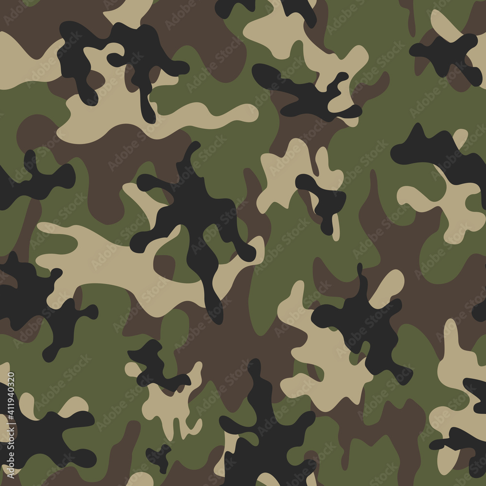 Green camouflage vector template for printing. Forest texture. Ornament.
Green camouflage vector template for printing. Forest texture. Ornament.