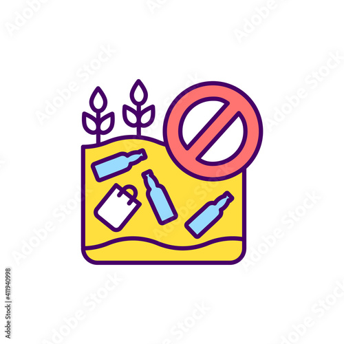 Soil contamination RGB color icon. Toxic substances. Soil pollution prevention. Industrial activity, improper waste disposal. Fighting with land degradation. Isolated vector illustration