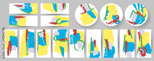 Abstract Set creative backgrounds for social media templates. Pastel art colors. Stock vector graphics