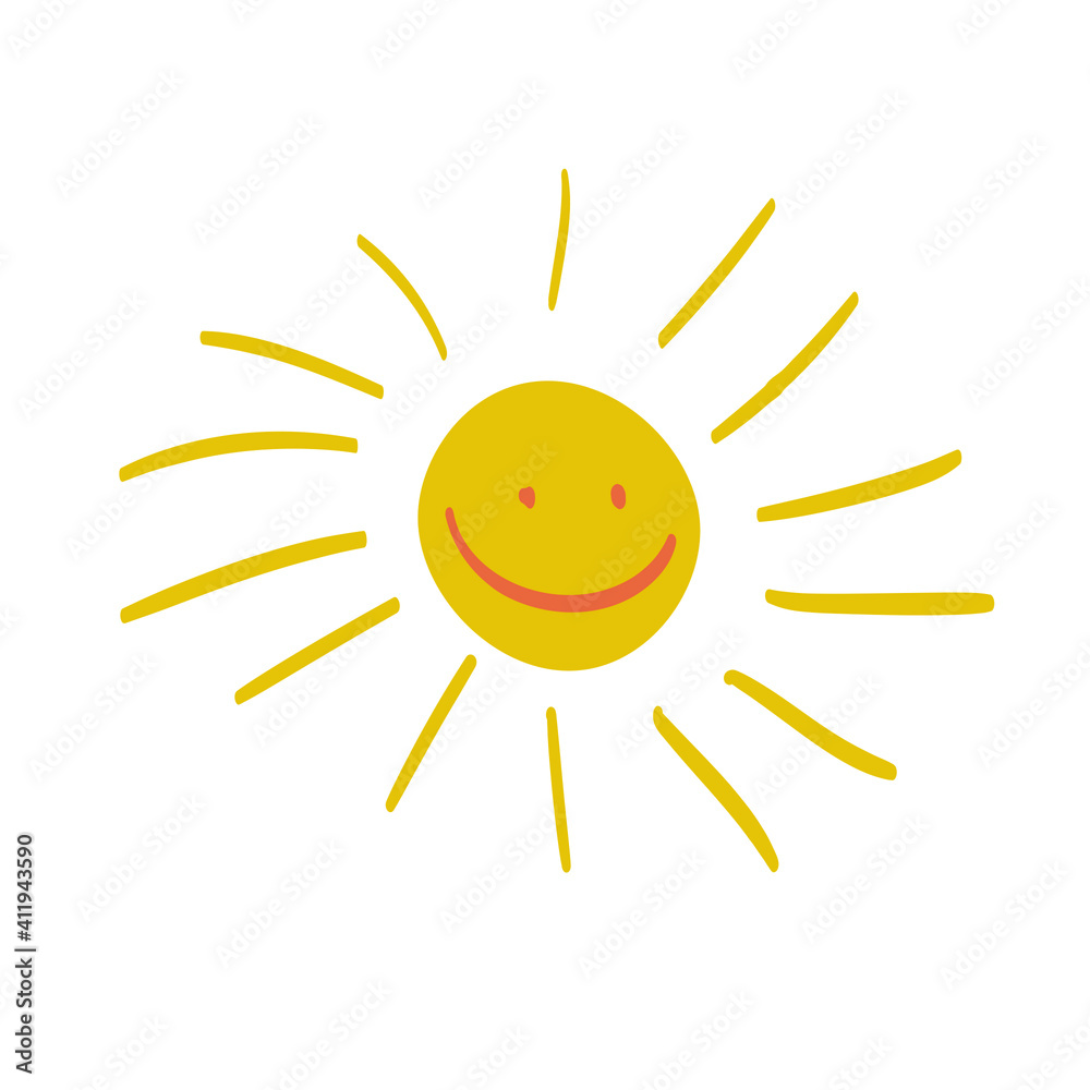 sun, summer, illustration, yellow, sunny, smile, cartoon, happy, sunshine, heat, isolated, symbol, art, light, sunlight, bright, smiling, weather, hot, abstract, white, warm, orange, face, icon