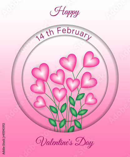 14 th February Happy Valentine's Day vector illustration background with hearts.