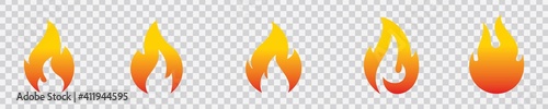 fire flat icons set, flames, flame various shapes, bonfire vector illustration,	
