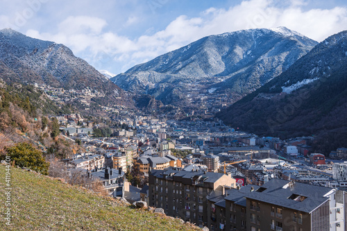 Aerial view of the capital of Andorra - Andorra la Vella