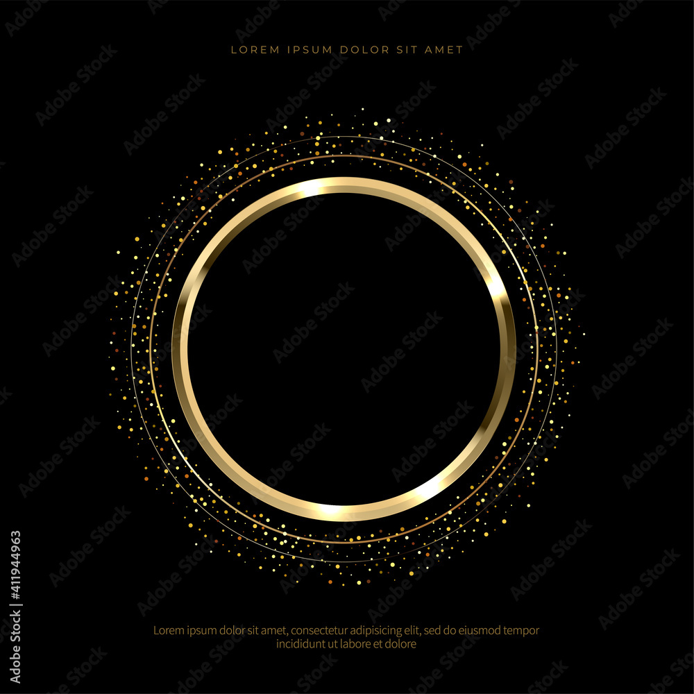 Golden sparkling frame on black background. Stock Vector | Adobe Stock