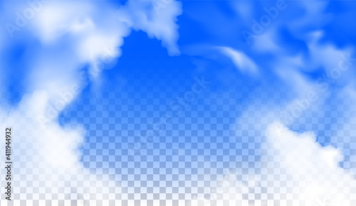 The vector realistic clouds isolated on the transparent  background.