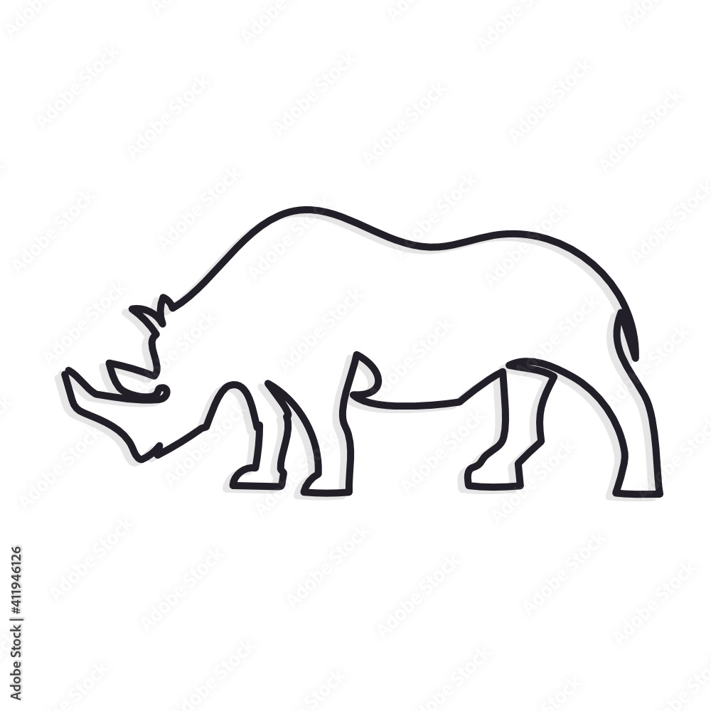 rhinoceros one line vector illustration
