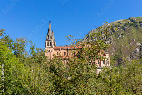 The Basilica of Covadonga  Basilica de Santa Mar  a la Real de Covadonga  in Covadonga  Asturias  Spain.