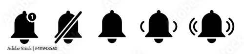 Set of notification bell icon for incoming inbox message