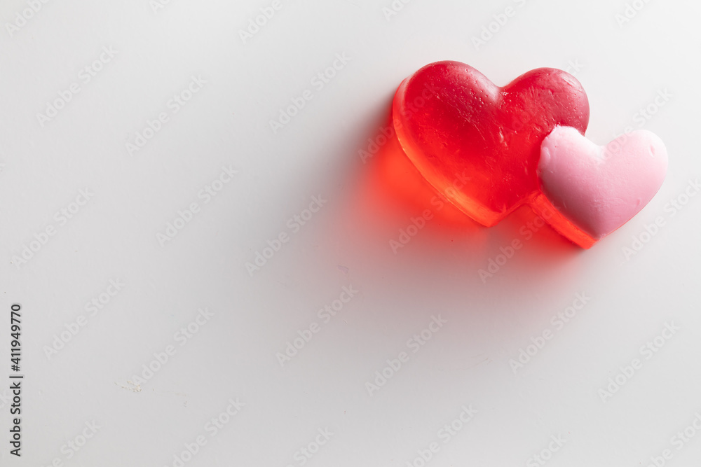 handmade soap with heart shape, white background