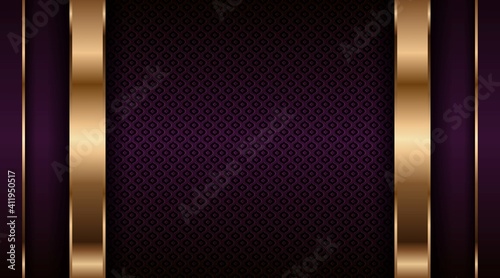 Abstract luxurious purple combination and golden overlap layer background . Modern creative dark navy luxury gold line overlapping style design