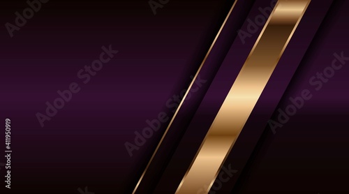 Abstract luxurious purple combination and golden overlap layer background . Modern creative dark navy luxury gold line overlapping style design