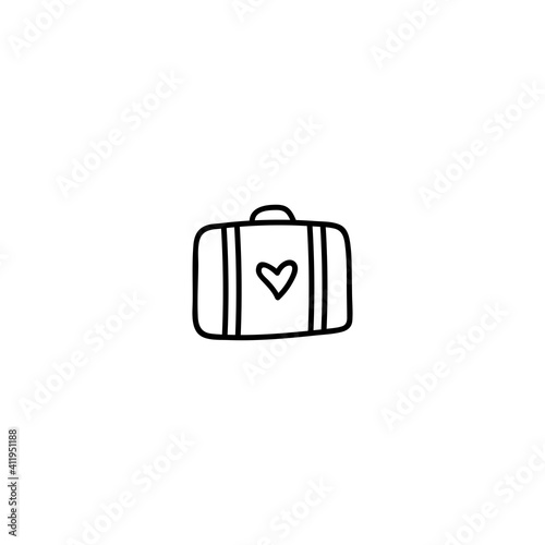 Suitcase logo for online shop, travel agency. Contemporary modern trendy vector logo. Highlight cover background. Beauty icon.
