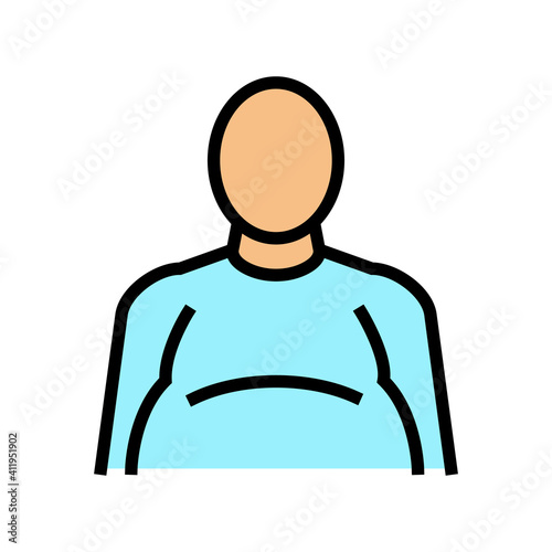fat human with edema problem color icon vector. fat human with edema problem sign. isolated symbol illustration